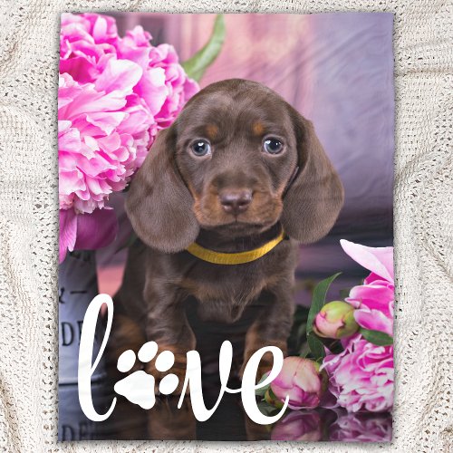 Valentines Day LOVE Custom Pet Photo Dog Lover  Fleece Blanket
