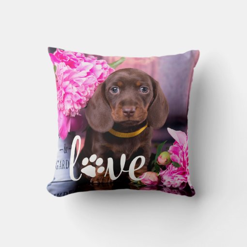 Valentines Day LOVE Custom Pet Photo Dog Lover Throw Pillow | Zazzle