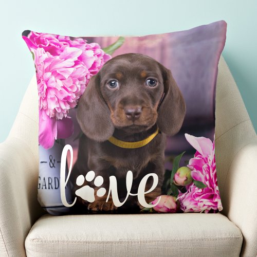 Valentines Day LOVE Custom Pet Photo Dog Lover   Throw Pillow