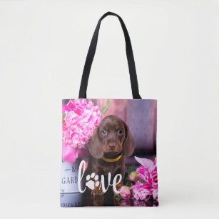 Valentines Day LOVE Custom Pet Photo Dog Lover   Tote Bag
