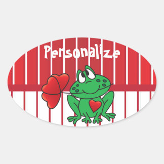 Valentines Day Love Frog Oval Sticker