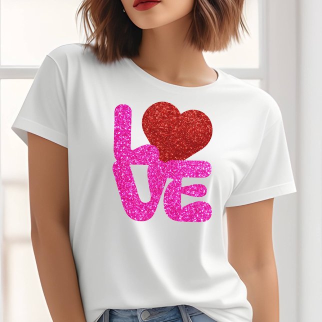 Valentines Day Love Glitter T-shirt (Creator Uploaded)