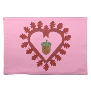 Valentines Day Love Heart Acorn Cloth Placemat