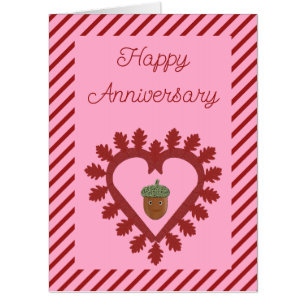 Valentines Day Love Heart Acorn Custom Anniversary Card
