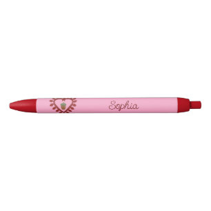 Valentines Day Love Heart Acorn Custom Name Pen