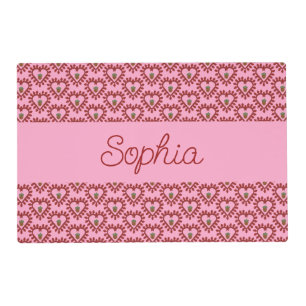 Valentines Day Love Heart Acorn Custom Name Placemat