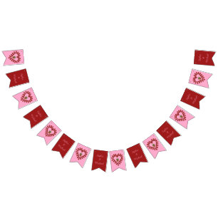 Valentines Day Love Heart Acorn Custom Names Bunting Flags