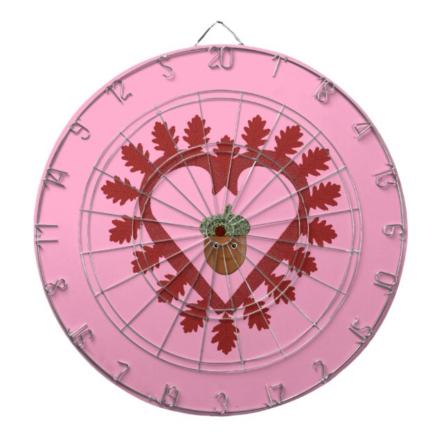 Valentines Day Love Heart Acorn Dart Board (Front)