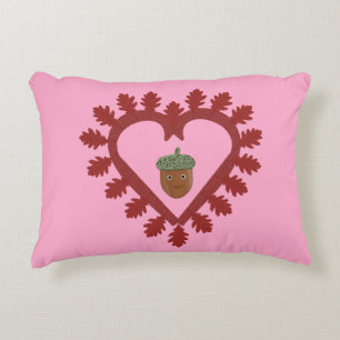 Valentines Day Love Heart Acorn Double Sided Accent Pillow