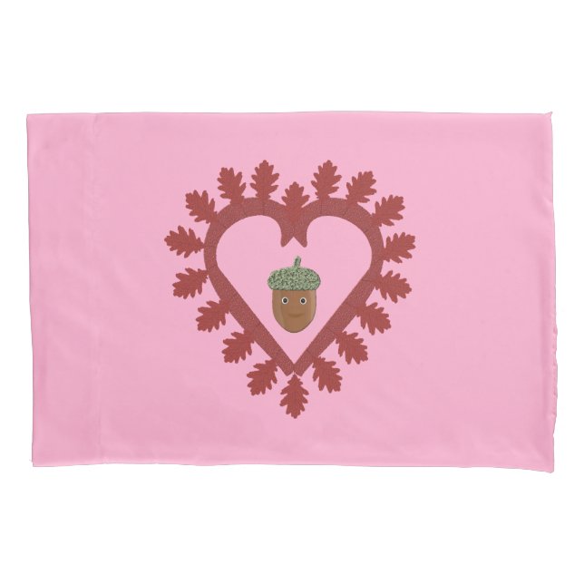 Valentines Day Love Heart Acorn Double Sided Pillow Case (Front)