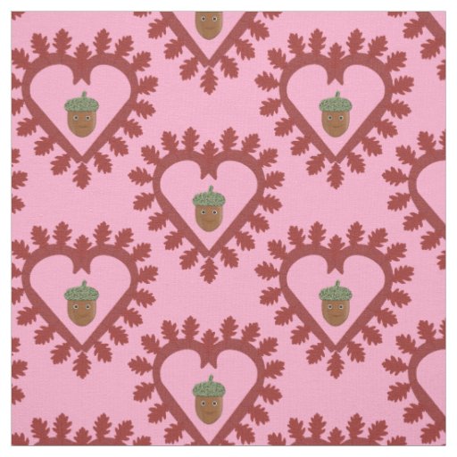 Valentines Day Love Heart Acorn Fabric