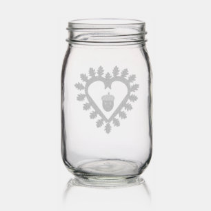 Valentines Day Love Heart Acorn Mason Jar