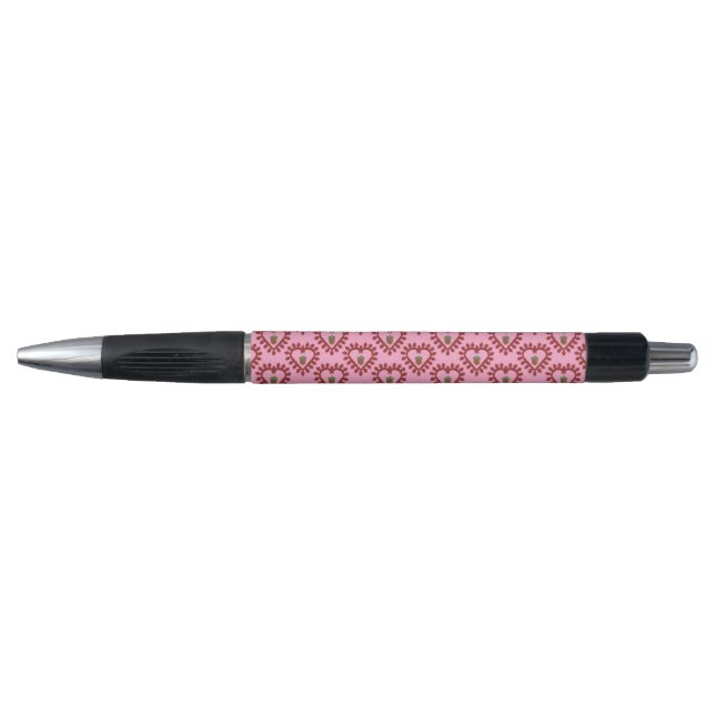 Valentines Day Love Heart Acorn Patterned Pen (Front)