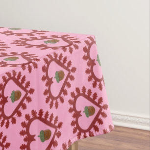 Valentines Day Love Heart Acorn Patterned Tablecloth