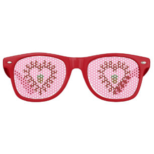Valentines Day Love Heart Acorn Retro Sunglasses