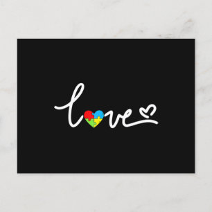 Valentines Day Love Heart Autism Awareness Puzzle Postcard