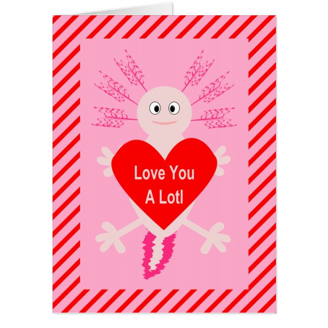 Valentines Day Love Heart Axolotl Anniversary Card (Front)