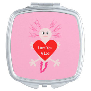 Valentines Day Love Heart Axolotl Compact Mirror