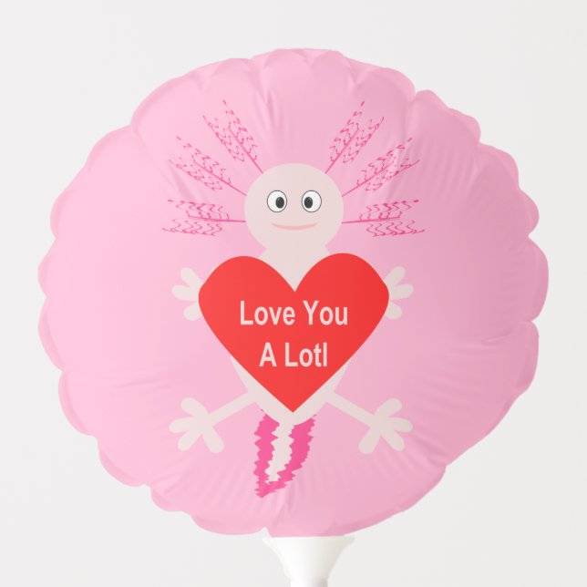 Valentines Day Love Heart Axolotl Custom Balloon (Front)