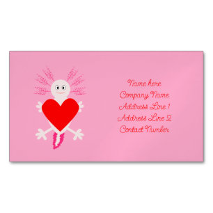 Valentines Day Love Heart Axolotl Custom Business Card Magnet
