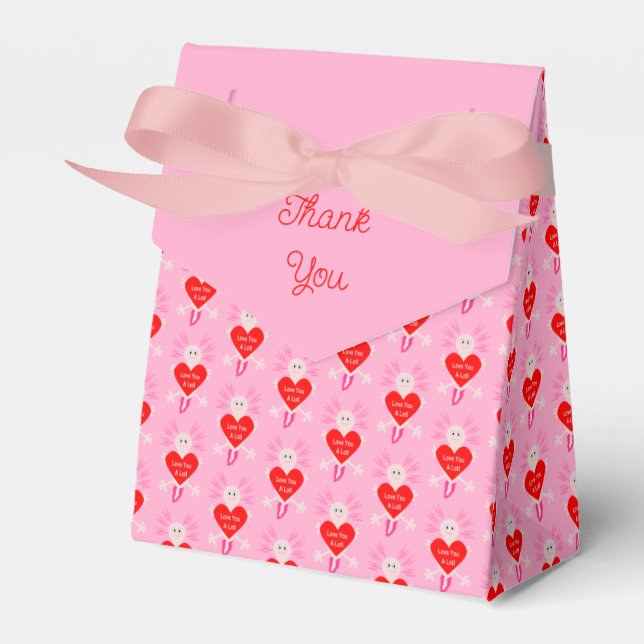 Valentines Day Love Heart Axolotl Custom Wedding Favor Boxes (Front Side)