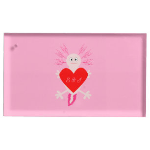 Valentines Day Love Heart Axolotl Custom Wedding Place Card Holder