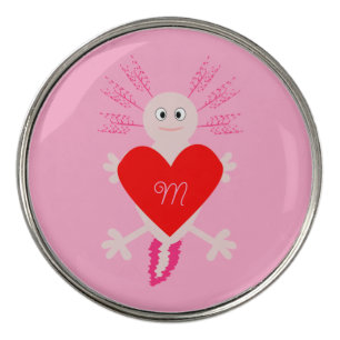 Valentines Day Love Heart Axolotl Golf Ball Marker
