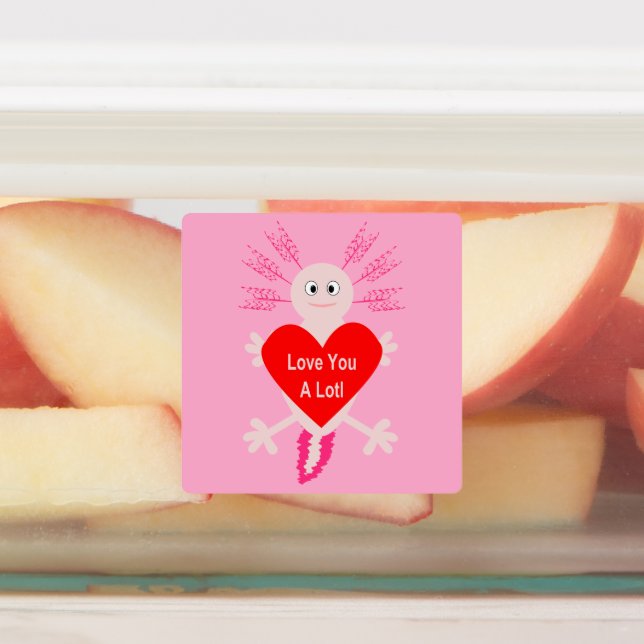 Valentines Day Love Heart Axolotl Labels (Affixed)