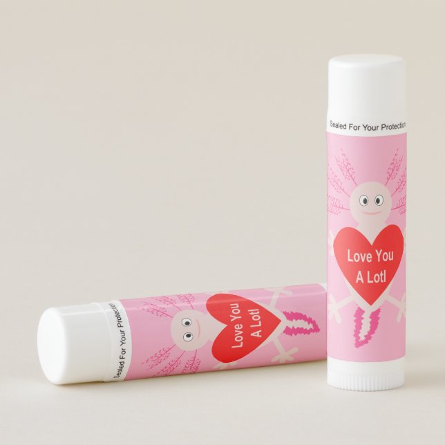 Valentines Day Love Heart Axolotl Lip Balm (Front)