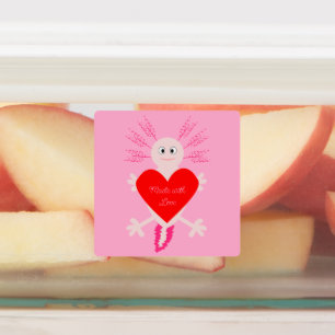 Valentines Day Love Heart Axolotl Made with Love Labels