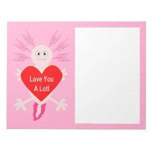 Valentines Day Love Heart Axolotl Notepad