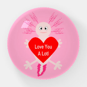 Valentines Day Love Heart Axolotl Paperweight