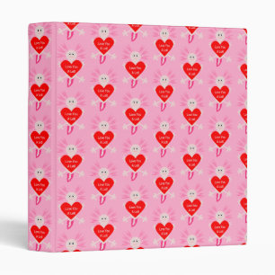 Valentines Day Love Heart Axolotl Patterned 3 Ring Binder