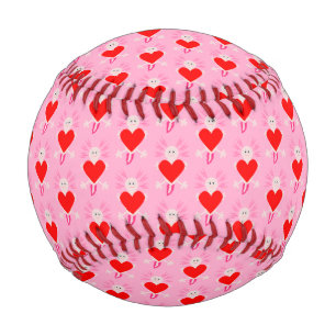 Valentines Day Love Heart Axolotl Patterned Baseball