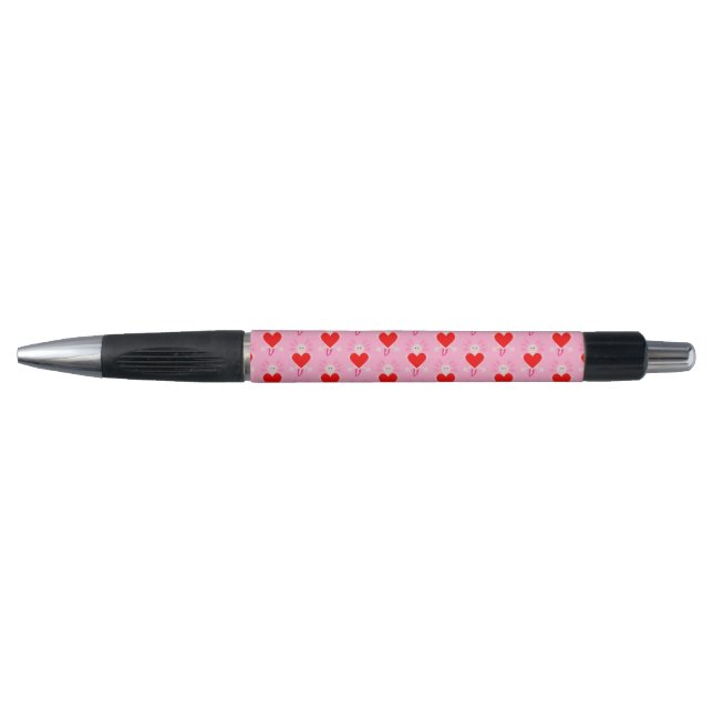 Valentines Day Love Heart Axolotl Patterned Pen (Front)