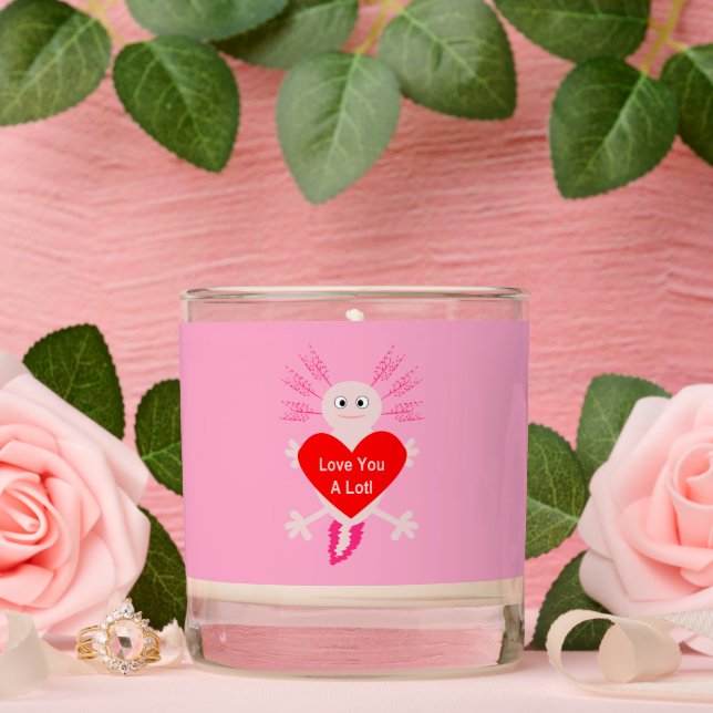Valentines Day Love Heart Axolotl Scented Candle (Wedding)