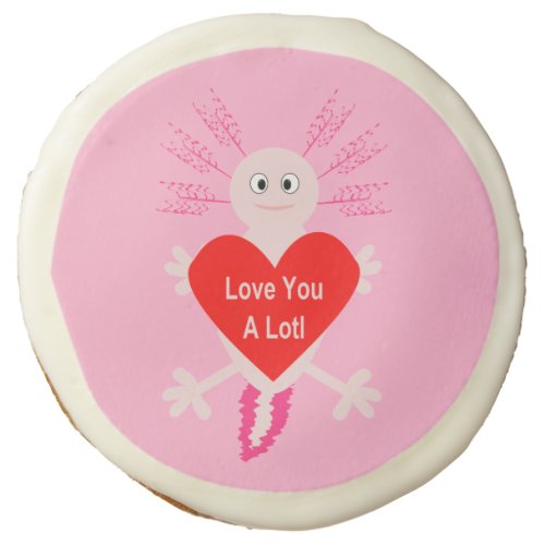 Valentines Day Love Heart Axolotl Sugar Cookie