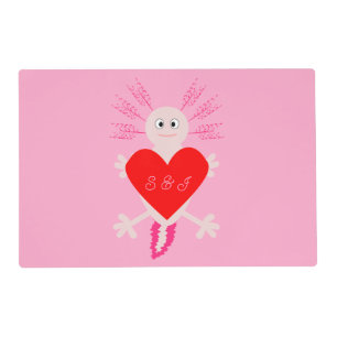 Valentines Day Love Heart Axolotl Wedding Placemat