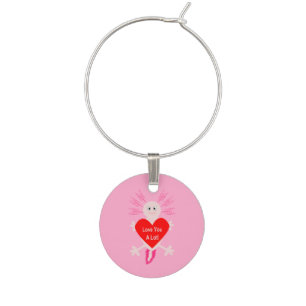 Valentines Day Love Heart Axolotl Wine Charm