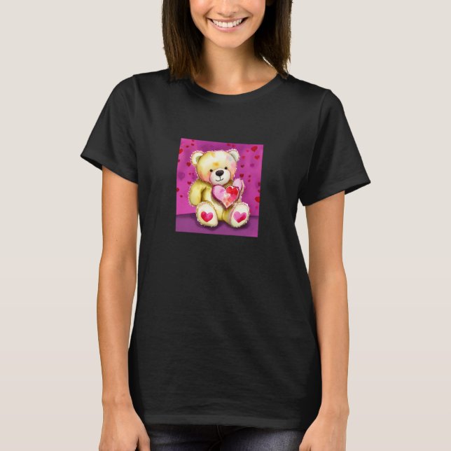 Valentine's Day Love Heart Bear Teddy Girlfriend F T-Shirt (Front)