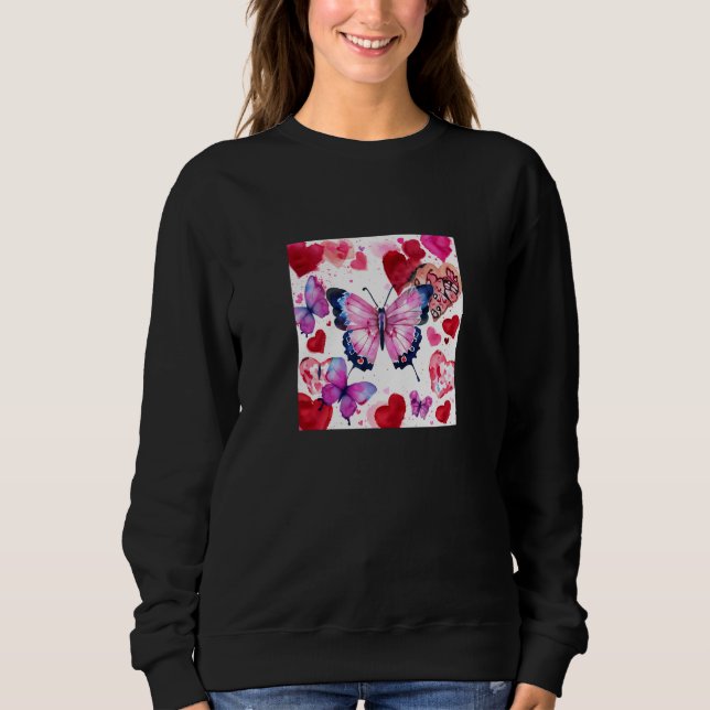 Valentine's Day Love Heart Butterfly Girlfriend Fi Sweatshirt (Front)