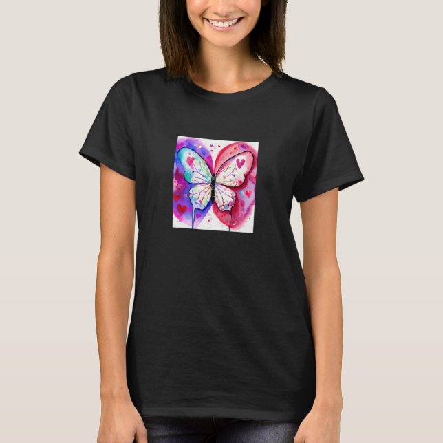 Valentine's Day Love Heart Butterfly Girlfriend Fi T-Shirt (Front)