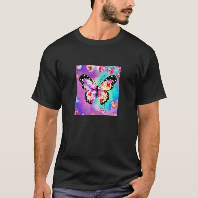 Valentine's Day Love Heart Butterfly Girlfriend Fi T-Shirt (Front)