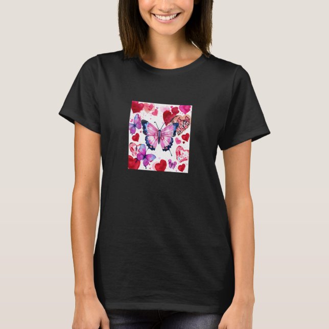 Valentine's Day Love Heart Butterfly Girlfriend Fi T-Shirt (Front)