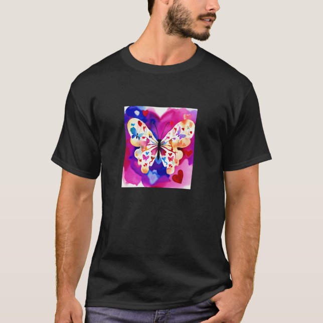 Valentine's Day Love Heart Butterfly Girlfriend Fi T-Shirt (Front)
