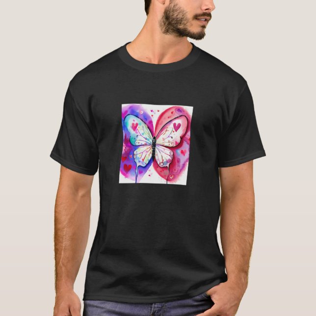 Valentine's Day Love Heart Butterfly Girlfriend Fi T-Shirt (Front)