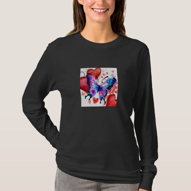 Valentine's Day Love Heart Butterfly Girlfriend Fi T-Shirt (Front)