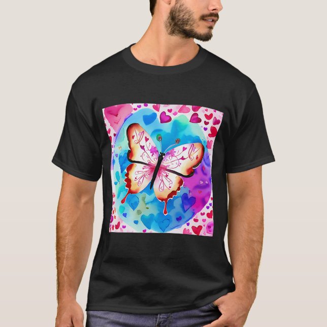 Valentine's Day Love Heart Butterfly Girlfriend Fi T-Shirt (Front)