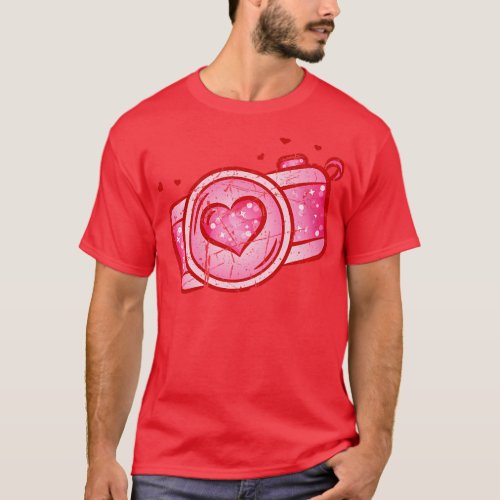 Valentines Day Love Heart Camera Design Family Mat T_Shirt
