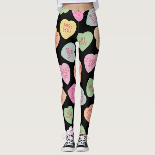 Valentines Day Love Heart Candy Sweet Leggings